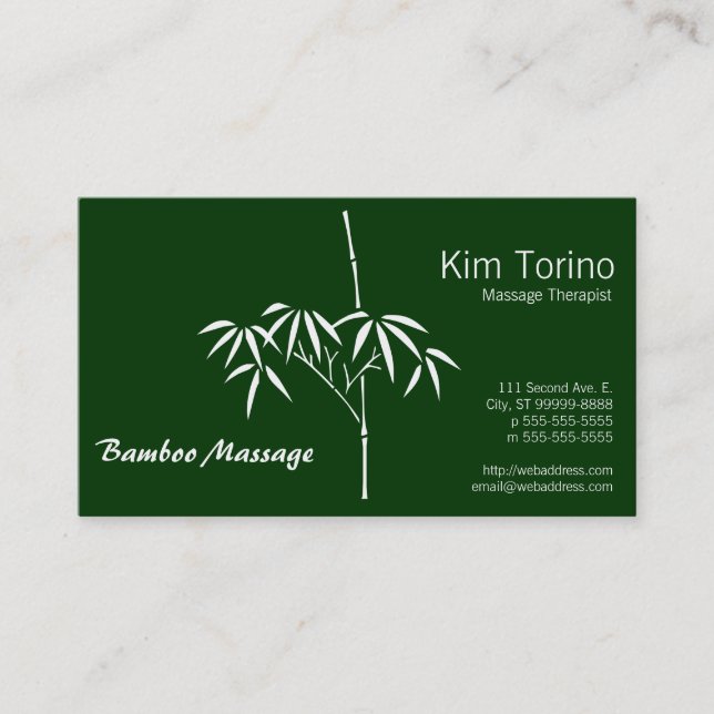 Massagetherapeut Garten Bamboo Visitenkarte (Vorderseite)