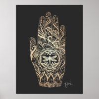 Massagetherapeut Henna Dragonfly Tattoo Hand 4