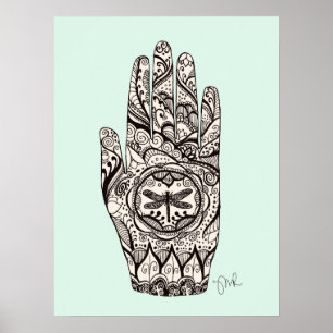 Massagetherapeut Henna Dragonfly Tattoo Hand 5 Poster