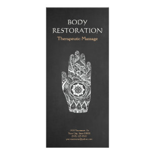 Massagetherapeut Henna Lotus Tattoo Hand 4 Werbekarte