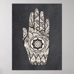 Massagetherapeut Henna Tattoo Hand Lotus Kunst Poster