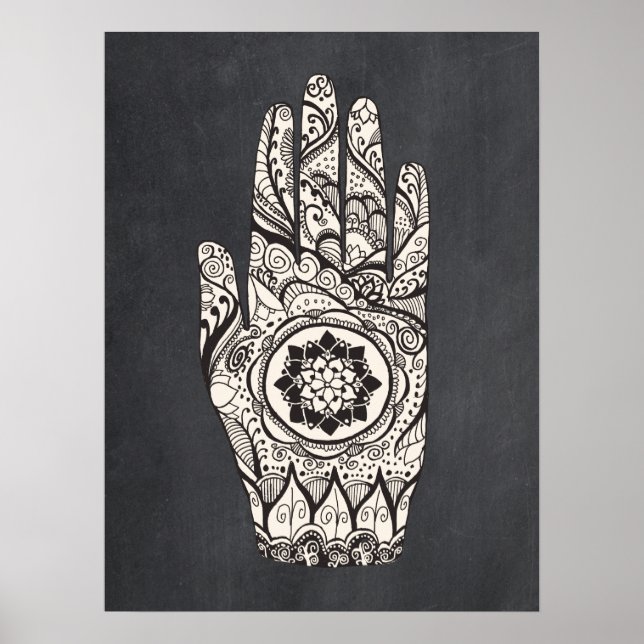 Massagetherapeut Henna Tattoo Hand Lotus Kunst Poster (Vorne)