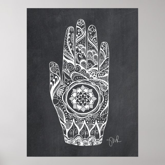 Massagetherapeut Henna Tattoo Hand Lotus Poster (Vorne)