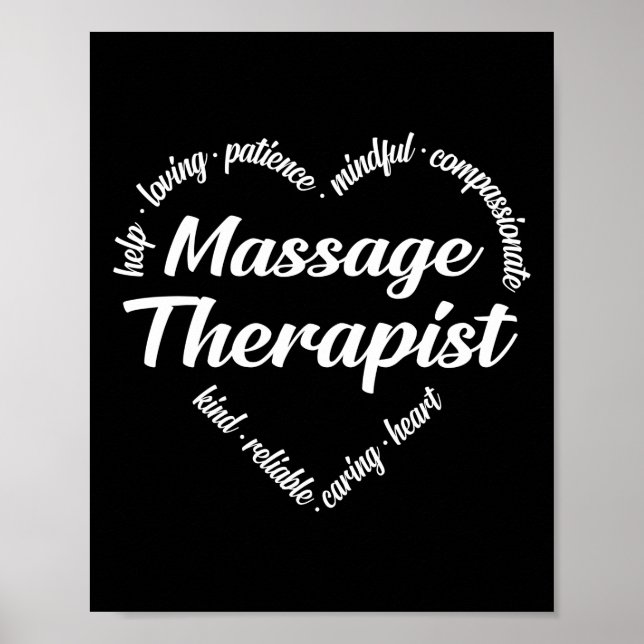 Massagetherapeut Herz Word Cloud Poster (Vorne)