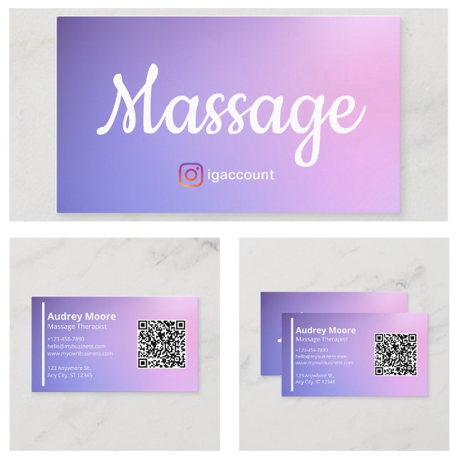 Massagetherapeut Holistic Wellness QR Code Visitenkarte (Massage Therapist Holistic Wellness QR Code Business Card
)