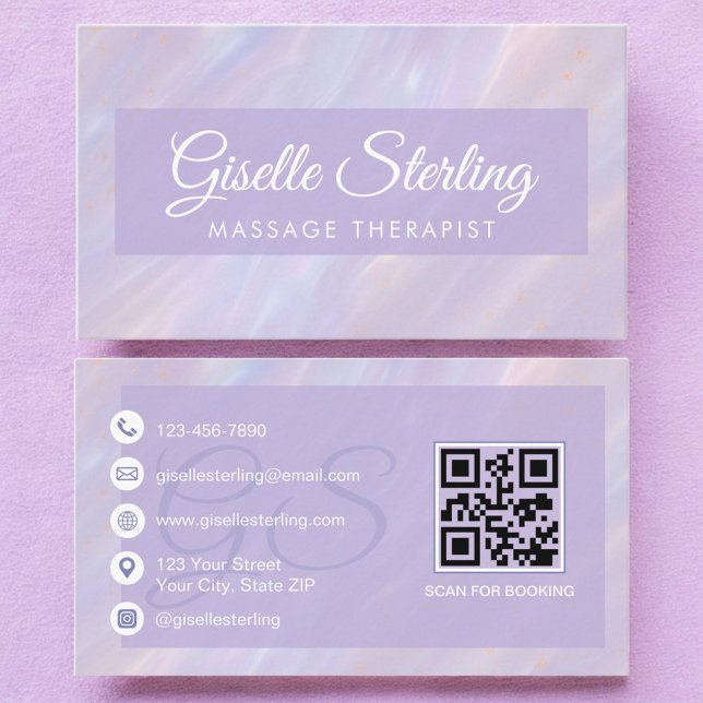 Massagetherapeut Iridescent Opal Holographic Visitenkarte (Von Creator hochgeladen)
