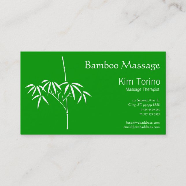 Massagetherapeut Japanisch Bamboo Visitenkarte (Vorderseite)
