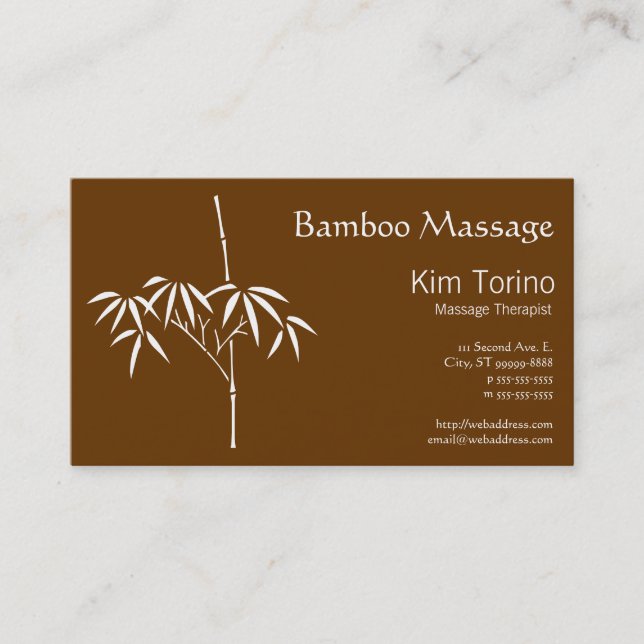 Massagetherapeut Japanisch Bamboo Visitenkarte (Vorderseite)