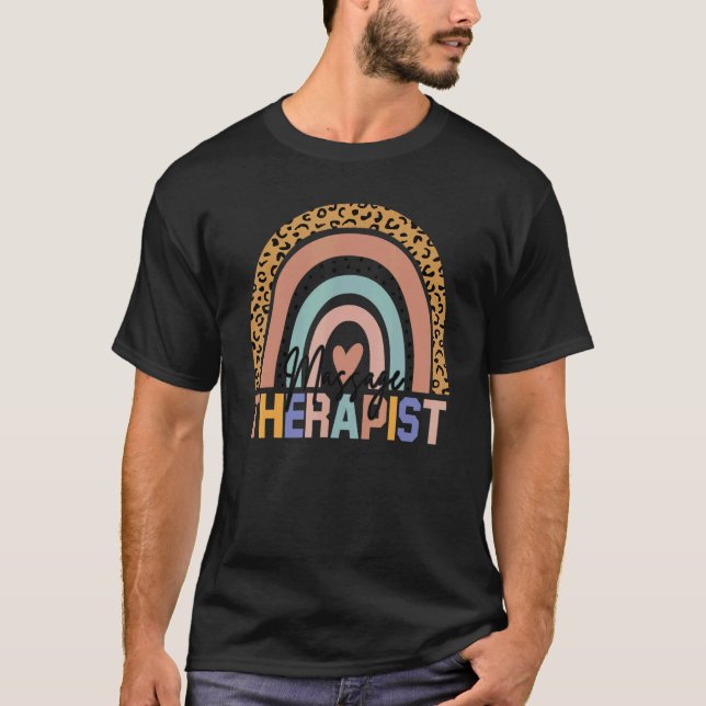 Massagetherapeut Leopard Print Boho Rainbow Thera T-Shirt (Vorderseite)