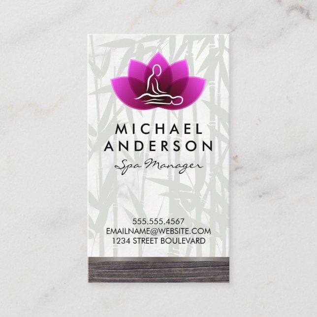 Massagetherapeut | Lotus Blume Wellness-Center Visitenkarte (Vorderseite)