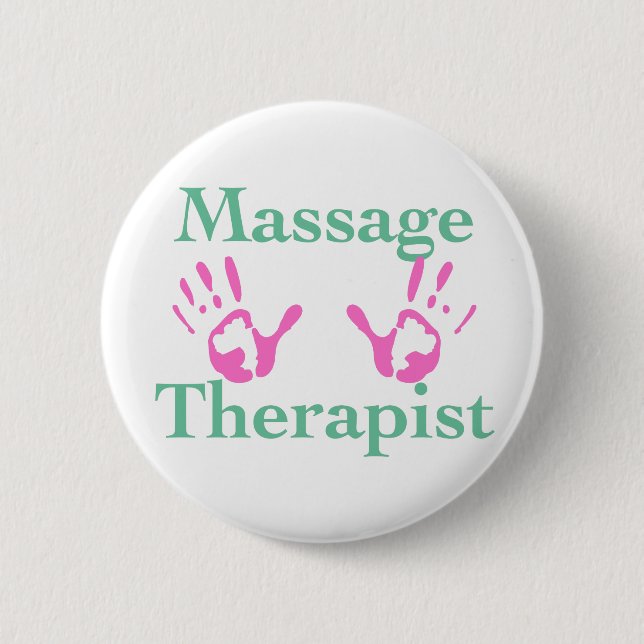 Massagetherapeut: Rosa Handdrucke Button (Vorderseite)