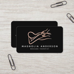 Massagetherapeut Rose Gold Foil gebürsteter Metall Visitenkarte