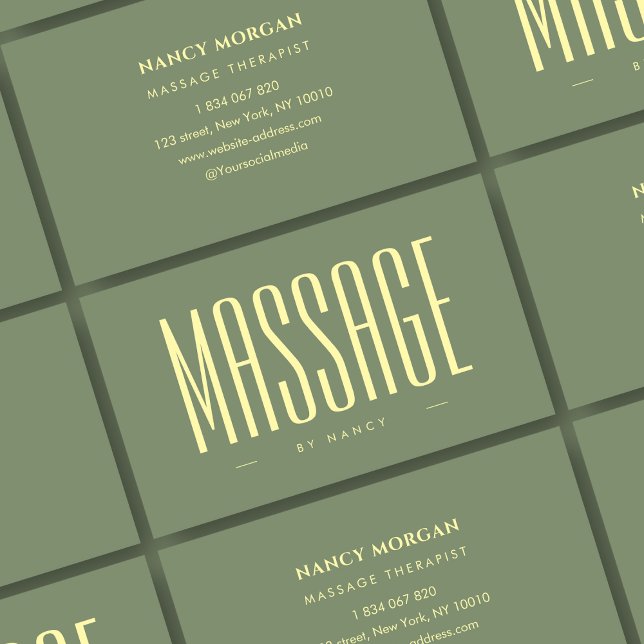 Massagetherapeut Sage Green Visitenkarte (Von Creator hochgeladen)