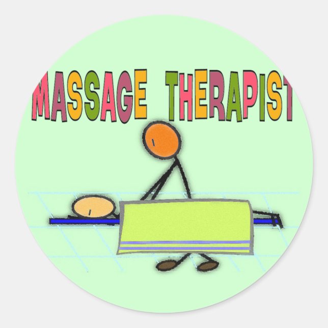 Massagetherapeut Stick People Design Geschenke Runder Aufkleber (Vorderseite)