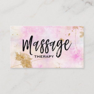 ** Massagetherapeut Trendy Grunge Gold Pink Visitenkarte