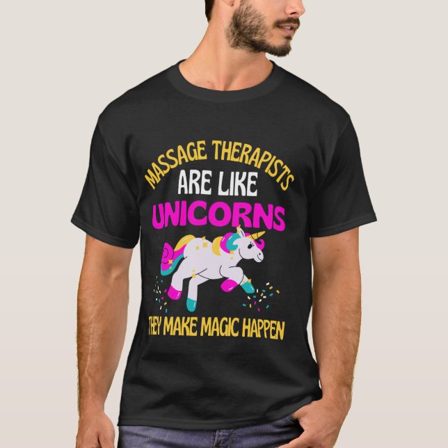 Massagetherapeut Unicorn , Magische Einhornphysik T-Shirt (Vorderseite)