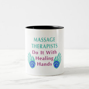 Massagetherapeuten Machen Es Mit Heilenden Händen Zweifarbige Tasse