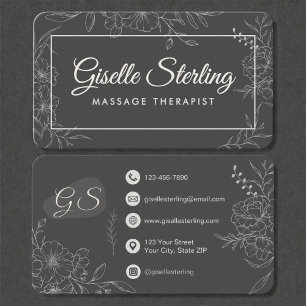 Massagetherapeutin floral visitenkarte