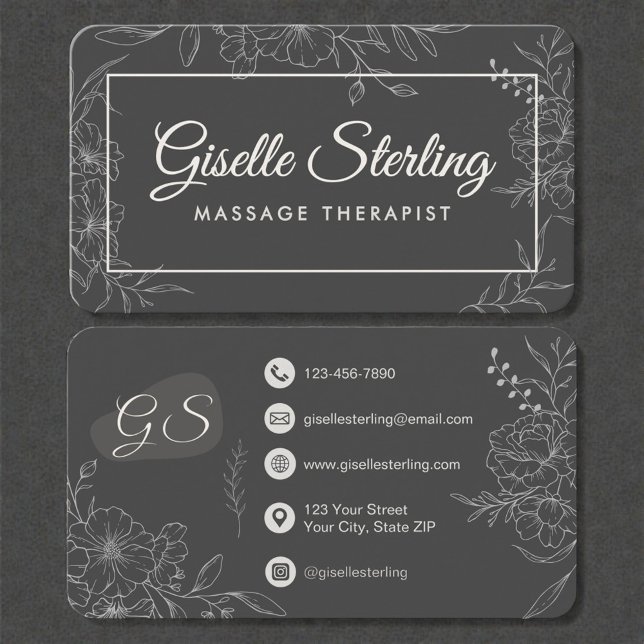 Massagetherapeutin floral visitenkarte (Von Creator hochgeladen)