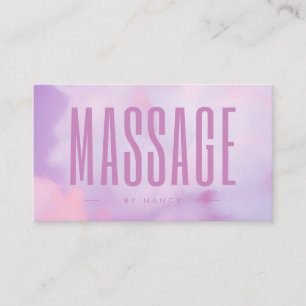 Massagetherapeutin Lila Rosa Wasserfarbe Visitenkarte