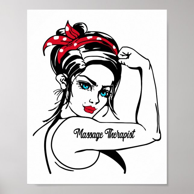 Massagetherapeutin Rosie The Riveter Button Up Poster (Vorne)