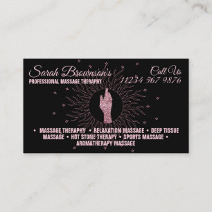 Massagetherapie Glitter-Schrift Heilende Hände Visitenkarte
