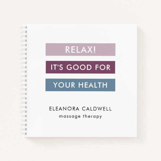 Massagetherapie Moderne Streifen Markierung Linie Notizbuch (Vorderseite)