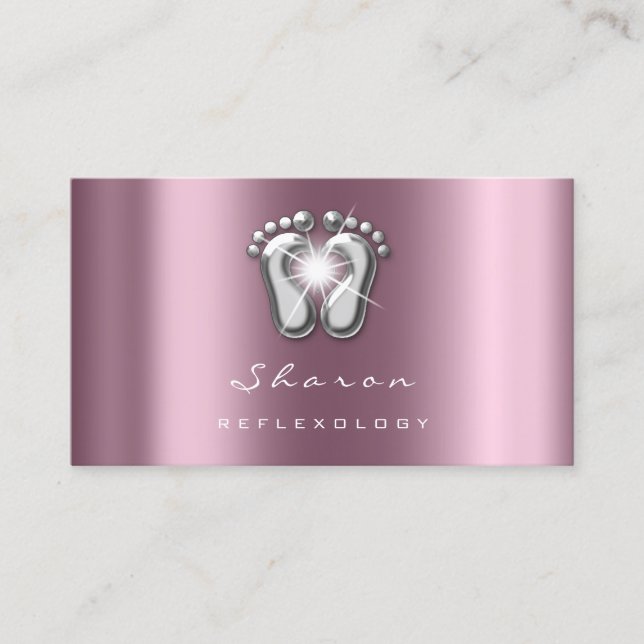 Massagetherapie Reflexologie Silver Rose Gray Spar Visitenkarte (Vorderseite)