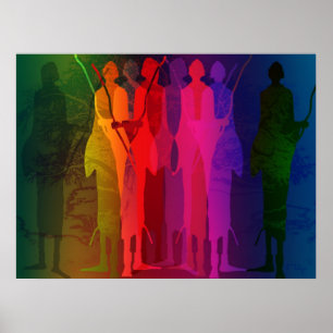 Massaïs und Baobab Poster