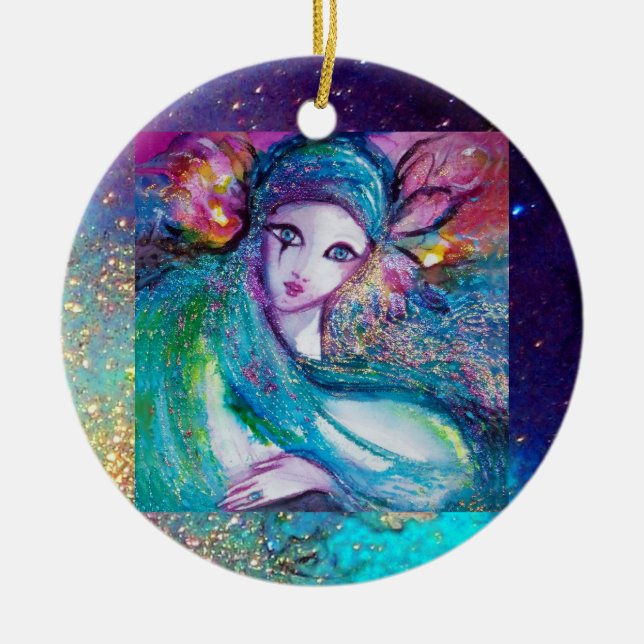 MASSE IN BLAU, Monogramm Keramik Ornament (Vorne)