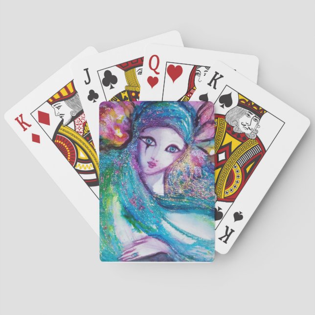 MASSE IN BLAU / Venezianisch Masquearde Ball Spielkarten (Rückseite)