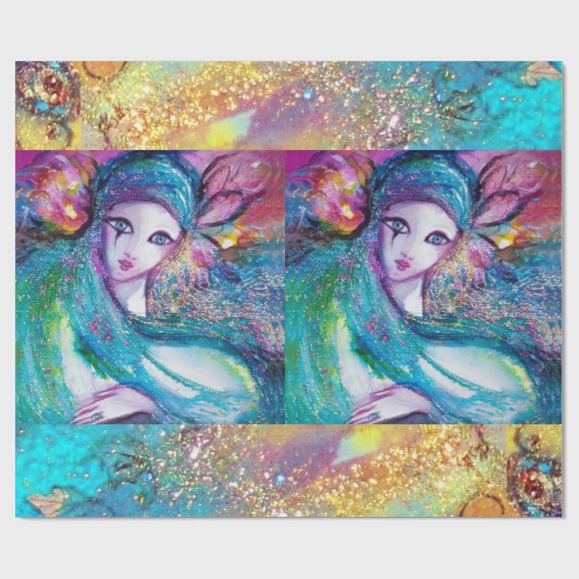 MASSE IN BLAU / Venezianischen Masquerade Masken Geschenkpapier (Flach)