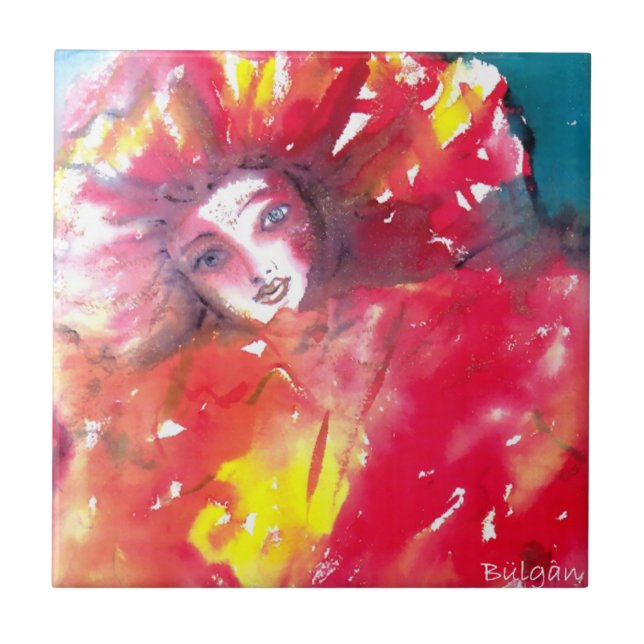 MASSE IN RED / Venezianisch Masquerade Ball, gelb Fliese (Vorderseite)