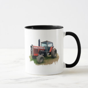 Massey Ferguson roter Traktor auf dem Gebiet Tasse