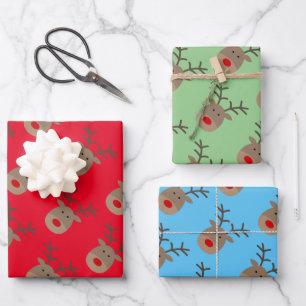 Maßgebliche Farbe Rudolf der Rentiere Cartoon Wei Geschenkpapier Set