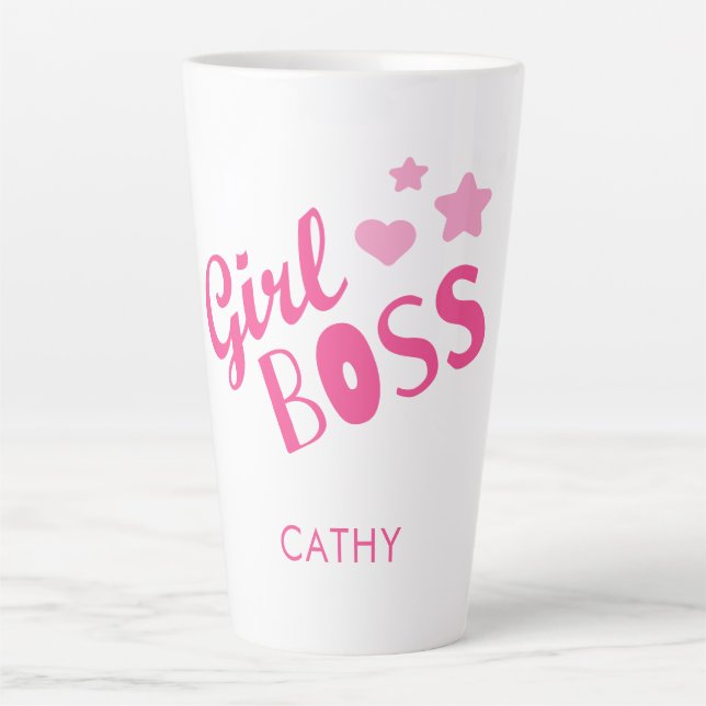 Maßgebliche Girl-Boss-Fun-Typografie Pink Milchtasse (Vorderseite)