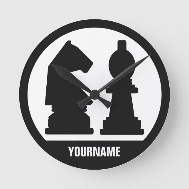 Maßgefertigte Monogramm-Wanduhren des CHESS Runde Wanduhr (Vorderseite)