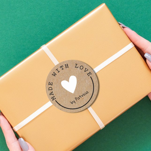 Maßgeschneidert aus Liebe-Weißheart-Kraftpapier Runder Aufkleber (Von Creator hochgeladen)