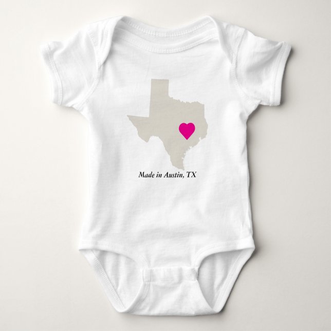 Maßgeschneidert in Texas Staat Liebe Baby T-Shirt Baby Strampler (Vorderseite)