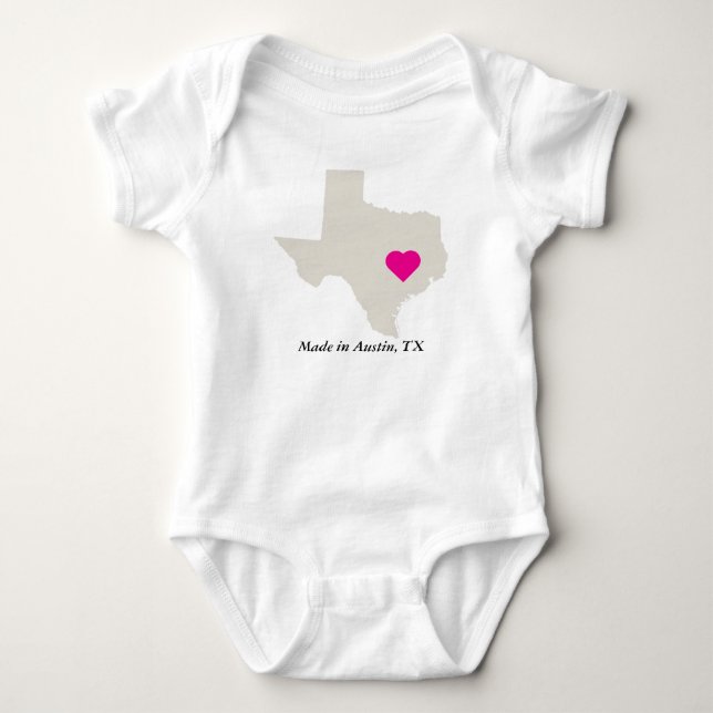 Maßgeschneidert in Texas Staat Liebe Baby T-Shirt Strampler (Vorderseite)