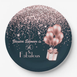 Maßgeschneiderte 50 & fabelhafte Rose Gold 50. Geb Pappteller
