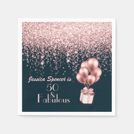 Maßgeschneiderte 50 & fabelhafte Rose Gold 50. Geb Serviette