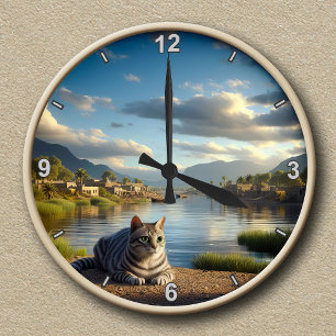 Maßgeschneiderte ägyptische Mau-Katze Runde Wanduhr