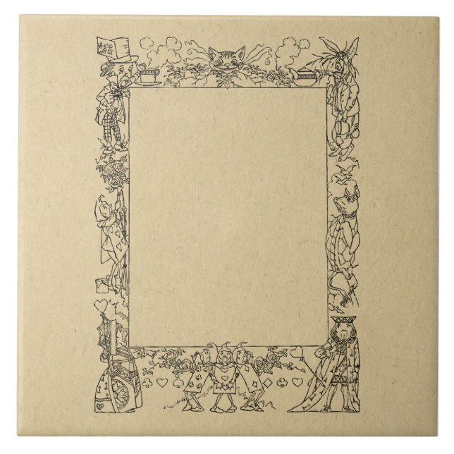 Maßgeschneiderte Alice im Wunderland Vintage Kunst Fliese (Vorderseite)