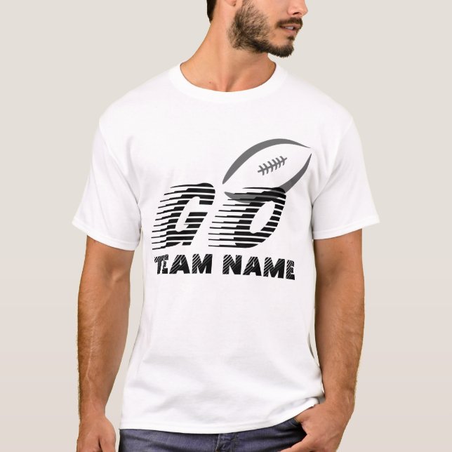Maßgeschneiderte American Football Go und Teamname T-Shirt (Vorderseite)