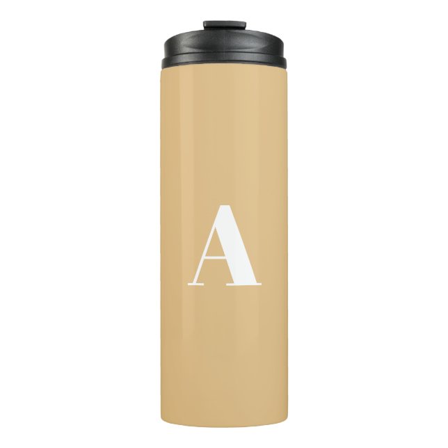 Maßgeschneiderte Anfangsbuchstaben Kamel weiß Thermosbecher (Vorderseite)