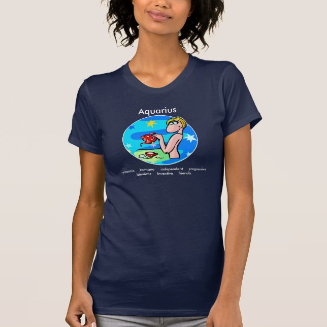 Maßgeschneiderte Aquarius-Eigenschaften Niedlicher T-Shirt (Vorderseite)