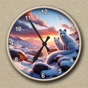 Maßgeschneiderte Arktis Fox Winter Landschaft Uhr