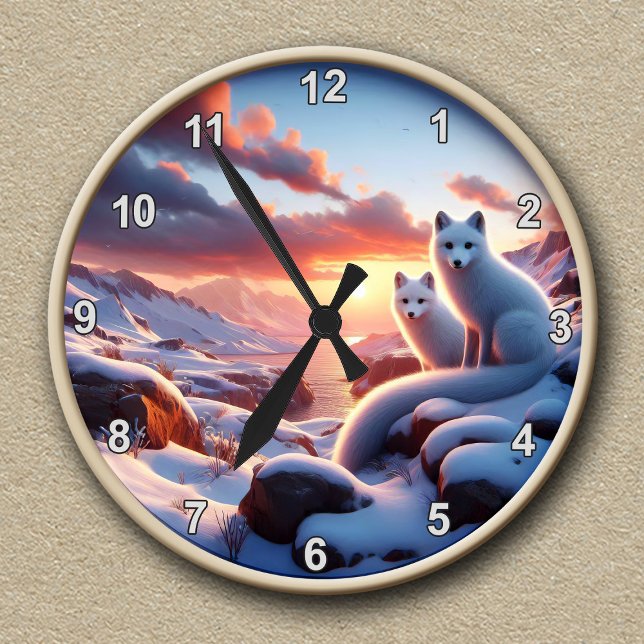 Maßgeschneiderte Arktis Fox Winter Landschaft Uhr (Von Creator hochgeladen)