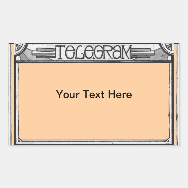 Maßgeschneiderte Art Deco Steampunk Telegramm-Aufk Rechteckiger Aufkleber (Vorderseite)
